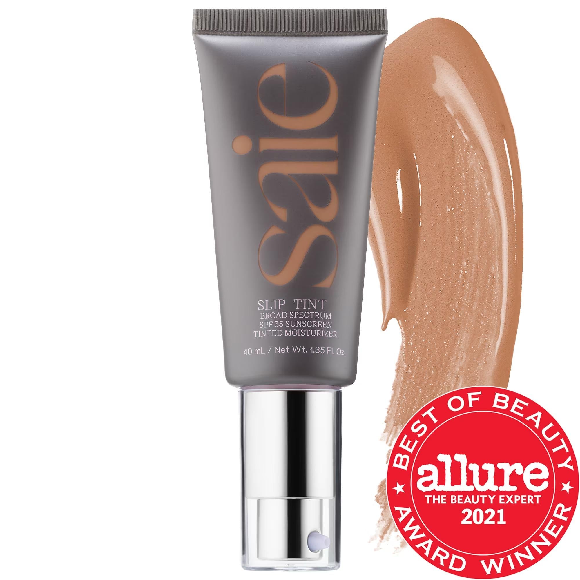 Saie Slip Tint - Lightweight Tinted Moisturizer with Mineral Zinc SPF 35 & Hyaluronic Acid for Dewy Coverage
