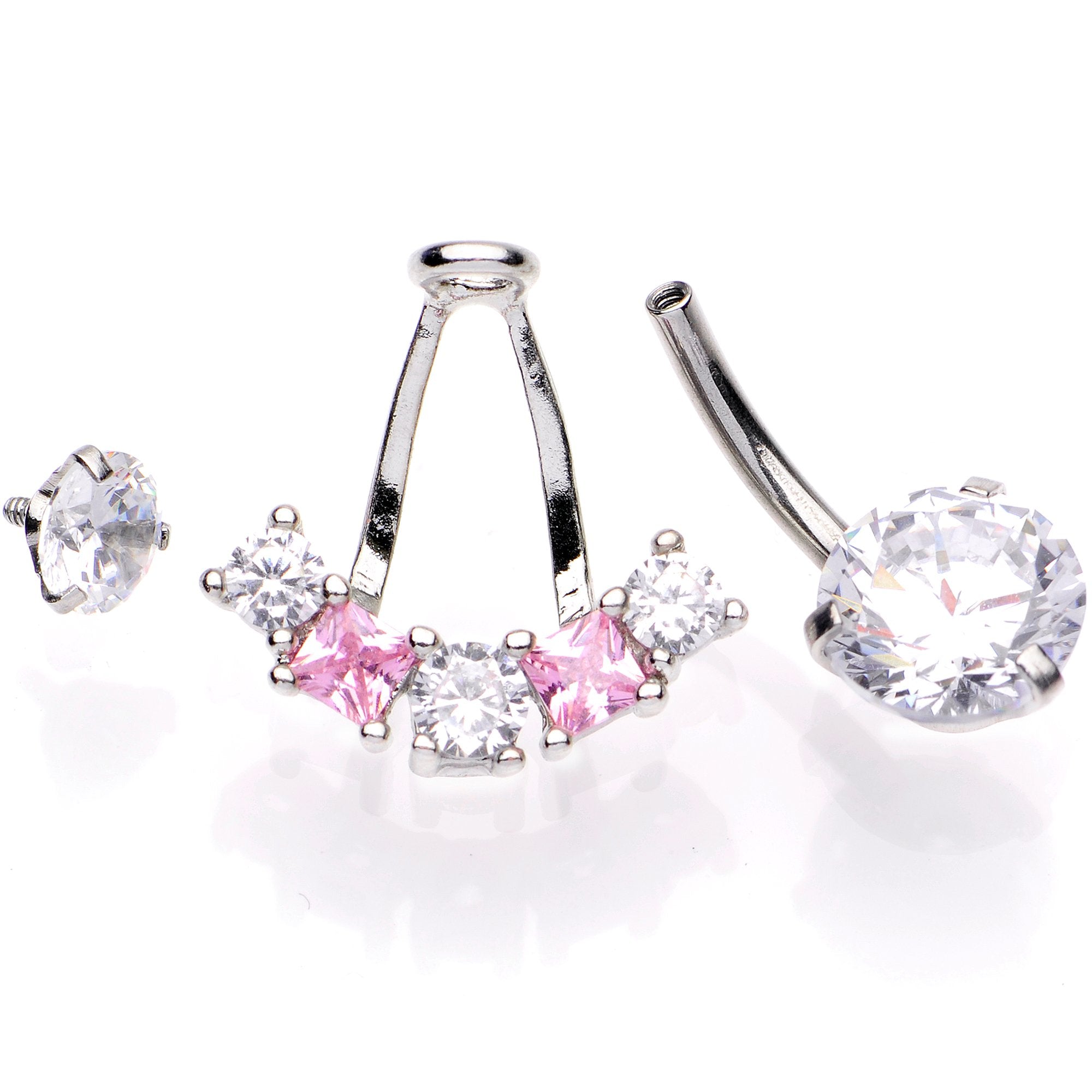 BodyCandy Clear Pink CZ Gem Sassy Sparkle Butterfly Dangle Belly Ring — lifestyle context