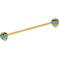 BodyCandy Gold Tone Anodized Blue Eyed Aliens Industrial Barbell 38mm — main product shot