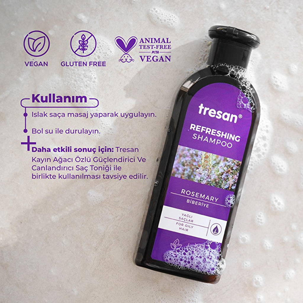 Tresan Rosemary Shampoo for Oily Hair - Nourishing, Gluten-Free, Paraben-Free, Daily Use - 10.14 fl oz