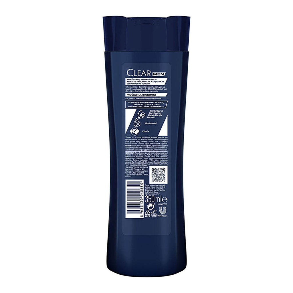 Clear Men Charcoal Dandruff Shampoo - Deep Cleansing Formula for Men | 350 ml