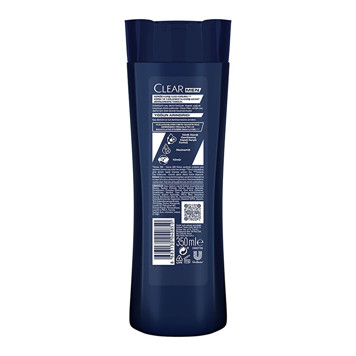 Clear Men Charcoal Dandruff Shampoo - Deep Cleansing Formula for Men | 350 ml