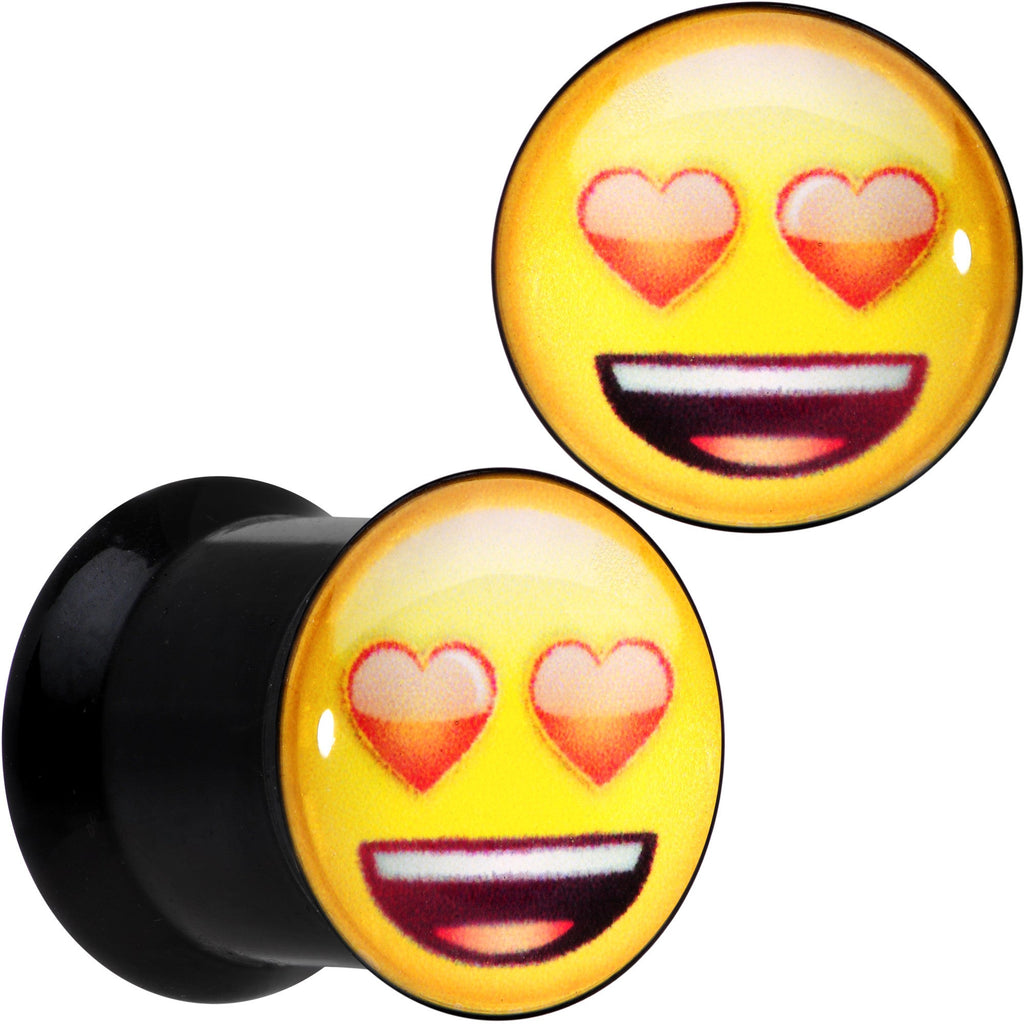 BodyCandy 00G Licensed Heart Eyes emoji Acrylic Double Flare Plug Set — main product shot