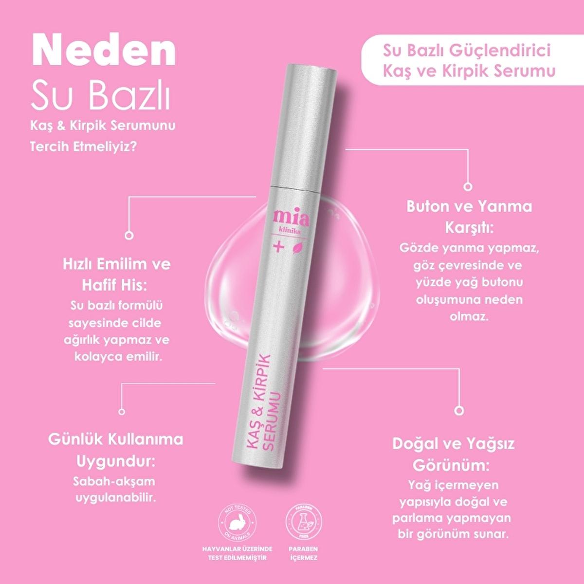 Mia Klinika Eyelash and Eyebrow Serum - Strengthen and Enhance with Collagen, Keratin, Biotin - 6.5ml