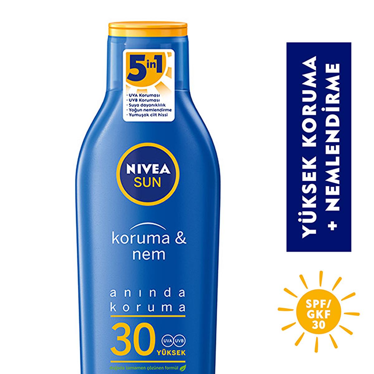 NIVEA Sun SPF 30 Sunscreen Lotion: 48H Moisturizing UVA UVB Protection, Water Resistant, Ocean Friendly - Sensitive Skin Sun Protection