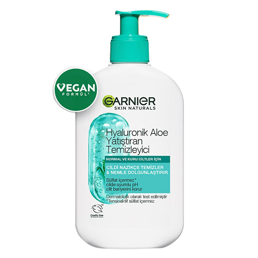 Garnier Hyaluronic Aloe Vera Facial Cleanser: Hydrating, Soothing Vegan Face Wash for Sensitive Skin - Sulfate-Free, 8.45 fl oz