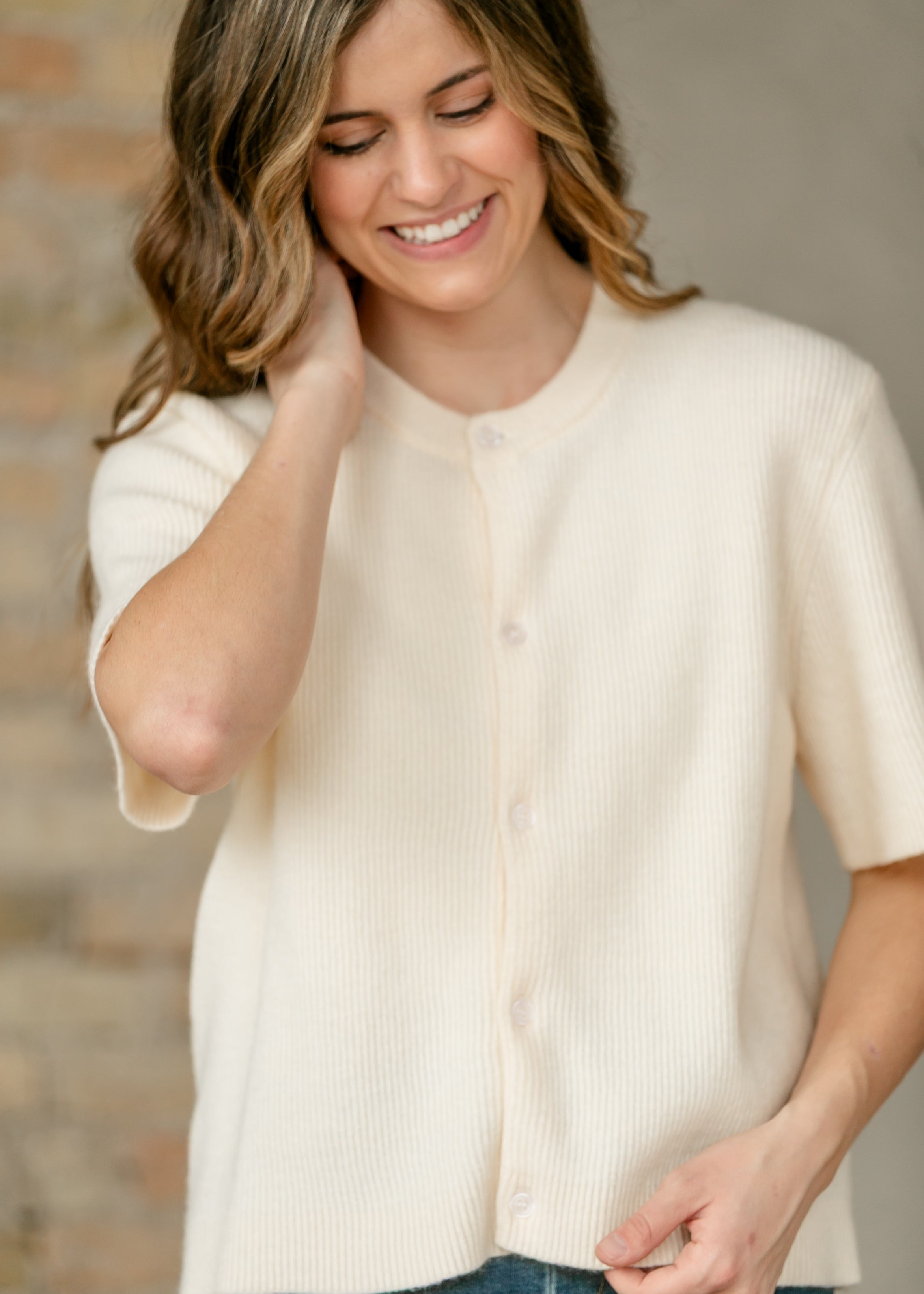 Inherit Co. Zadie Ivory Short Sleeeve Button Cardigan — packaging