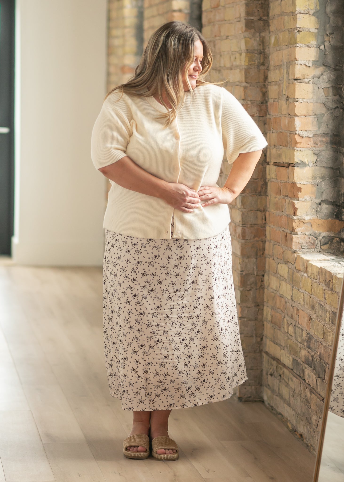 Inherit Co. Zadie Ivory Short Sleeeve Button Cardigan — flat-lay composition