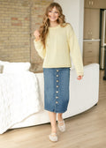 Inherit Co. Zana Front Button Denim Midi Skirt - FINAL SALE — main product shot