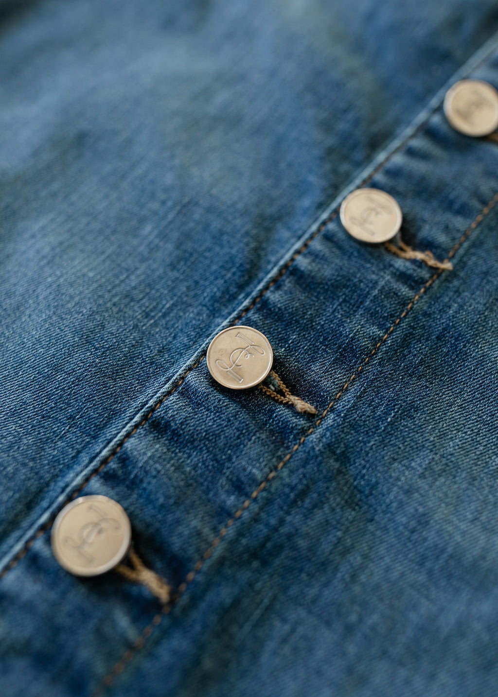 Inherit Co. Zana Front Button Denim Midi Skirt - FINAL SALE — color detail