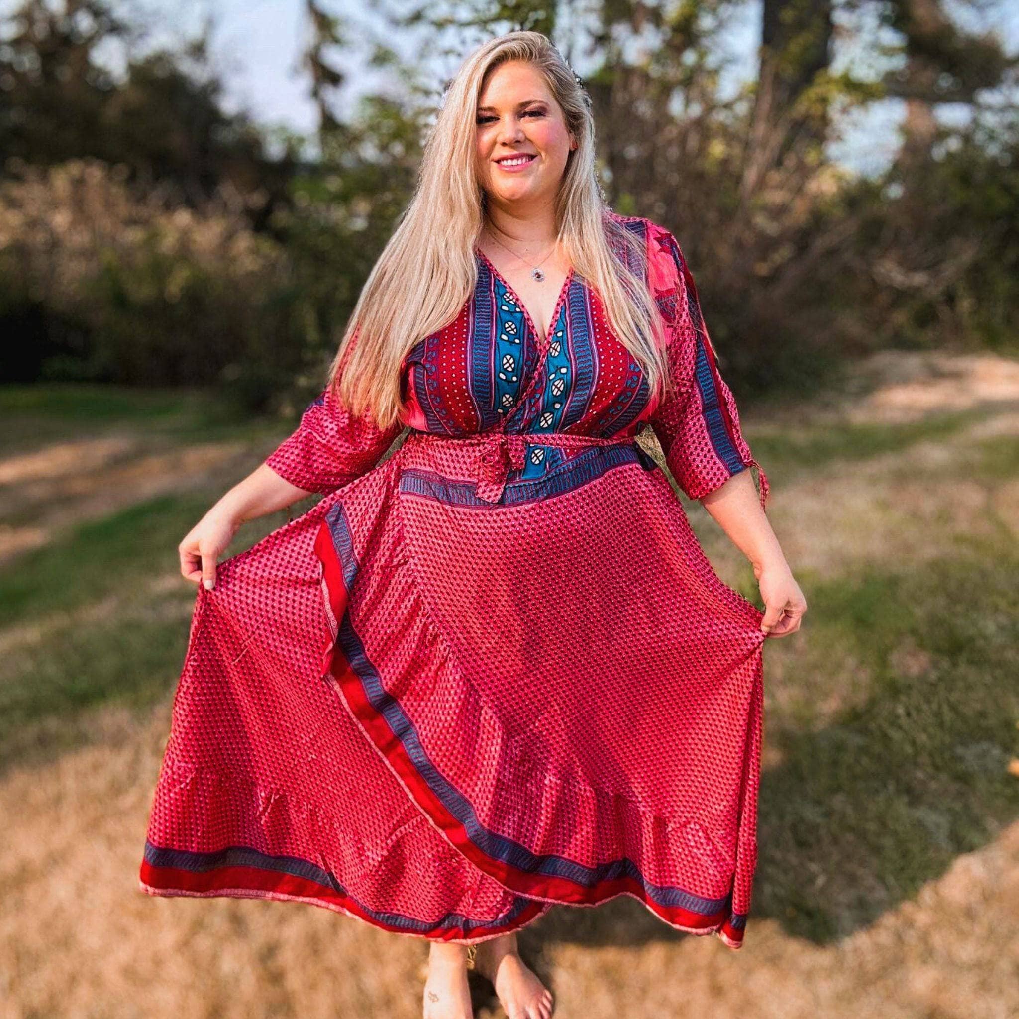 Darn Good Yarn Zaria One-of-a-Kind Wrap Dress – Handmade, Sustainable, Stunning — construction detail