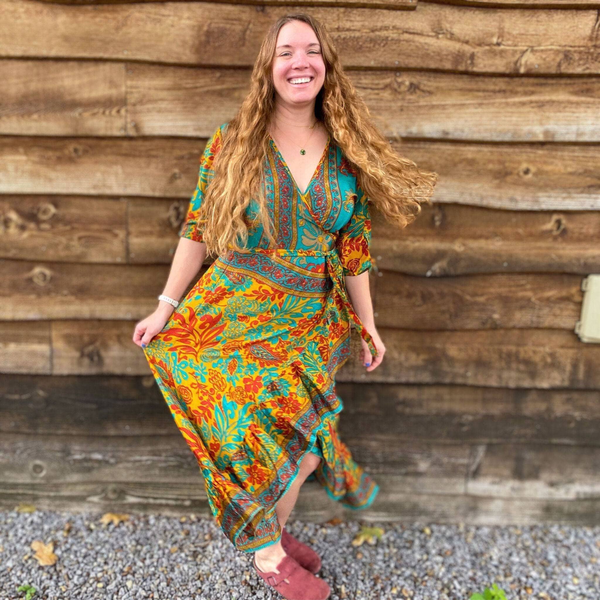 Darn Good Yarn Zaria One-of-a-Kind Wrap Dress – Handmade, Sustainable, Stunning — clothing and accessories category context