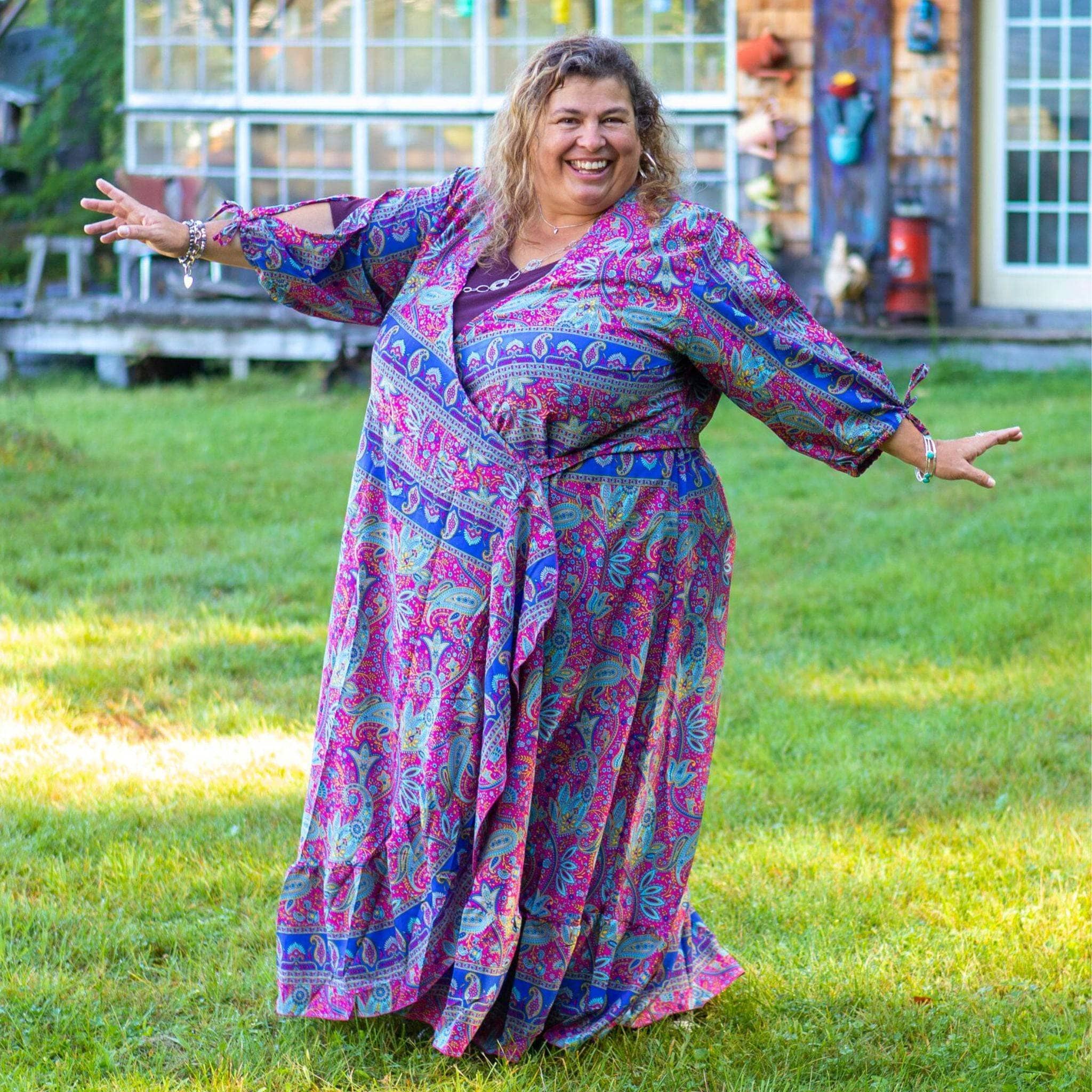 Darn Good Yarn Zaria One-of-a-Kind Wrap Dress – Handmade, Sustainable, Stunning — detail shot 9