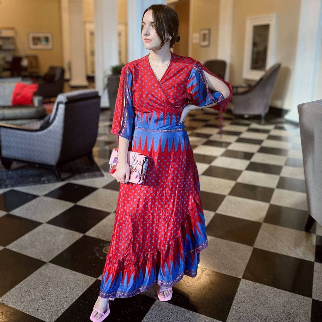 Darn Good Yarn Zaria One-of-a-Kind Wrap Dress – Handmade, Sustainable, Stunning — detail shot 8