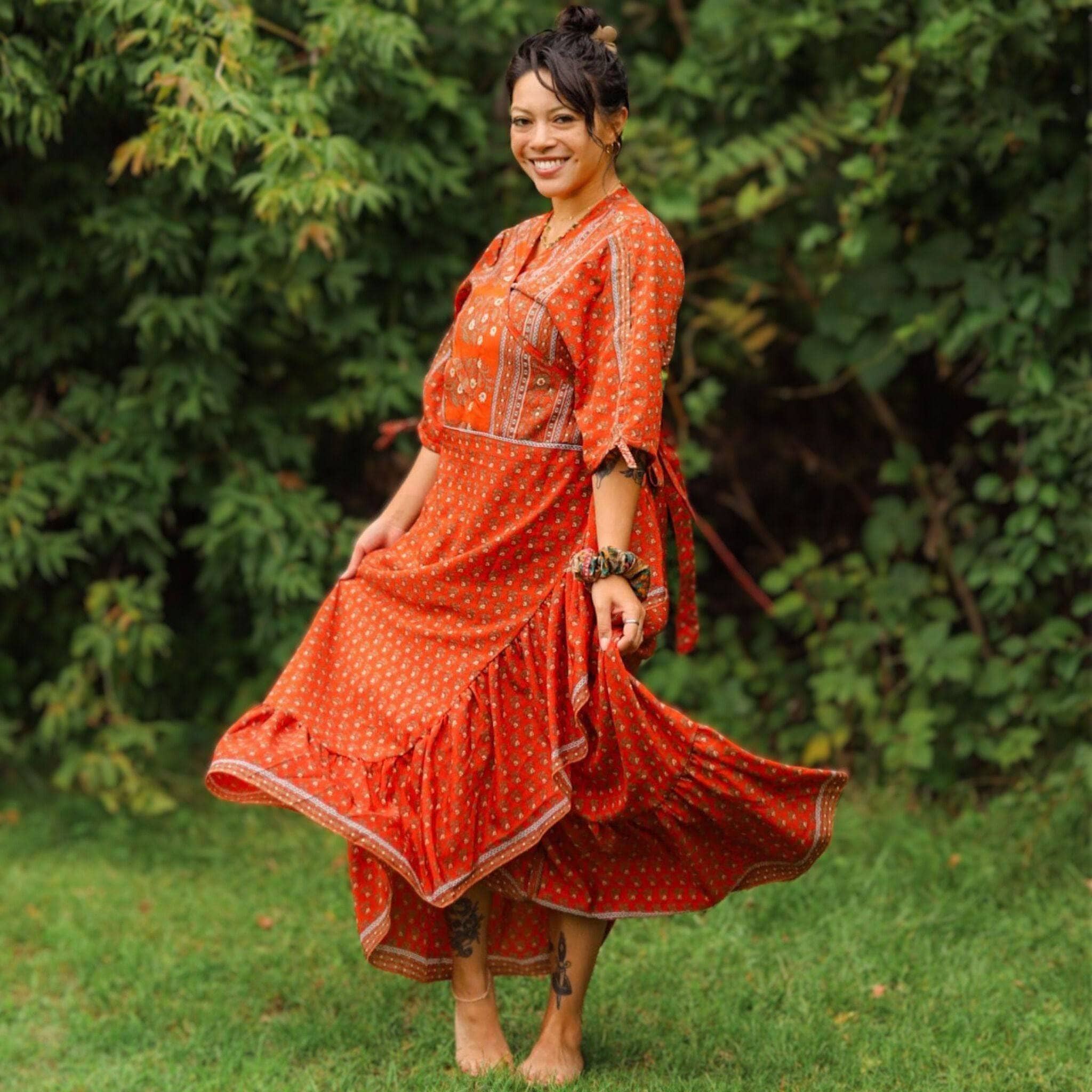 Darn Good Yarn Zaria One-of-a-Kind Wrap Dress – Handmade, Sustainable, Stunning — detail shot 10