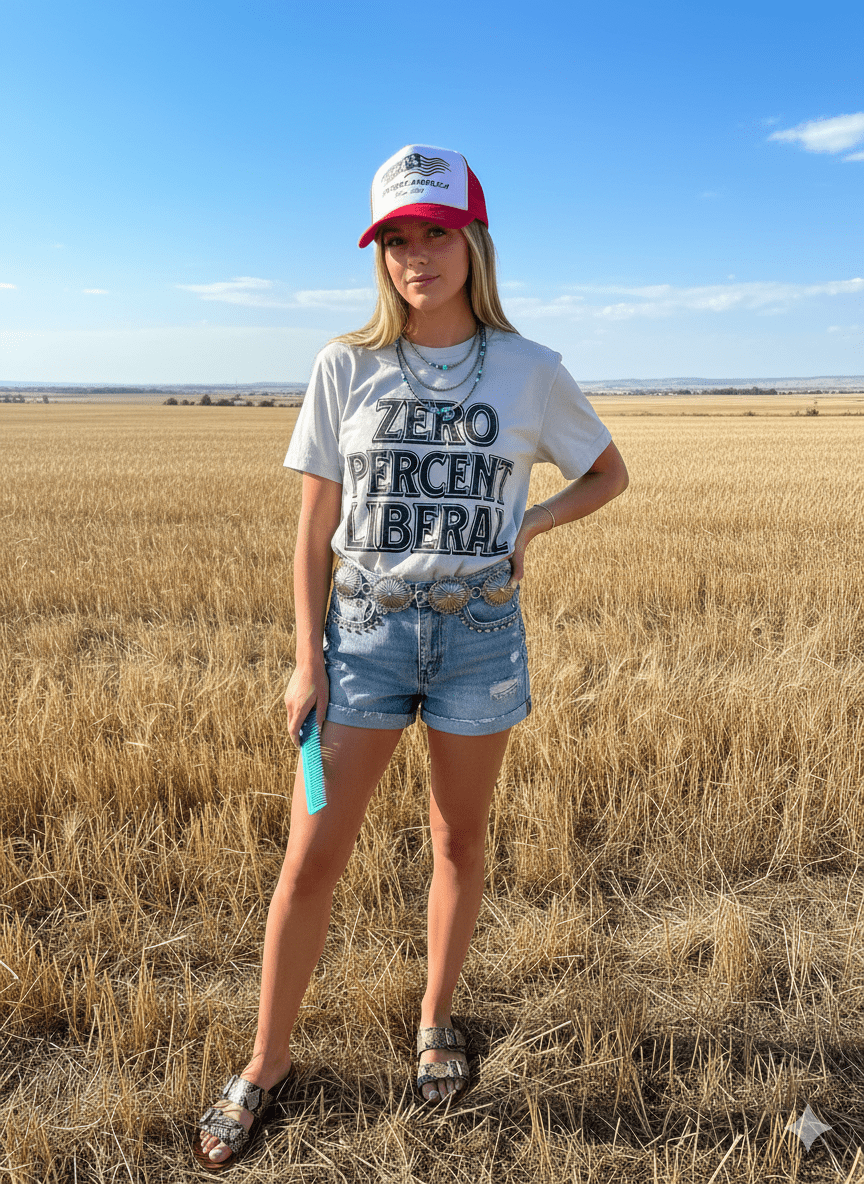 Wild Junkie Zero Percent Liberal Graphic Tee — Wild Junkie branding close-up
