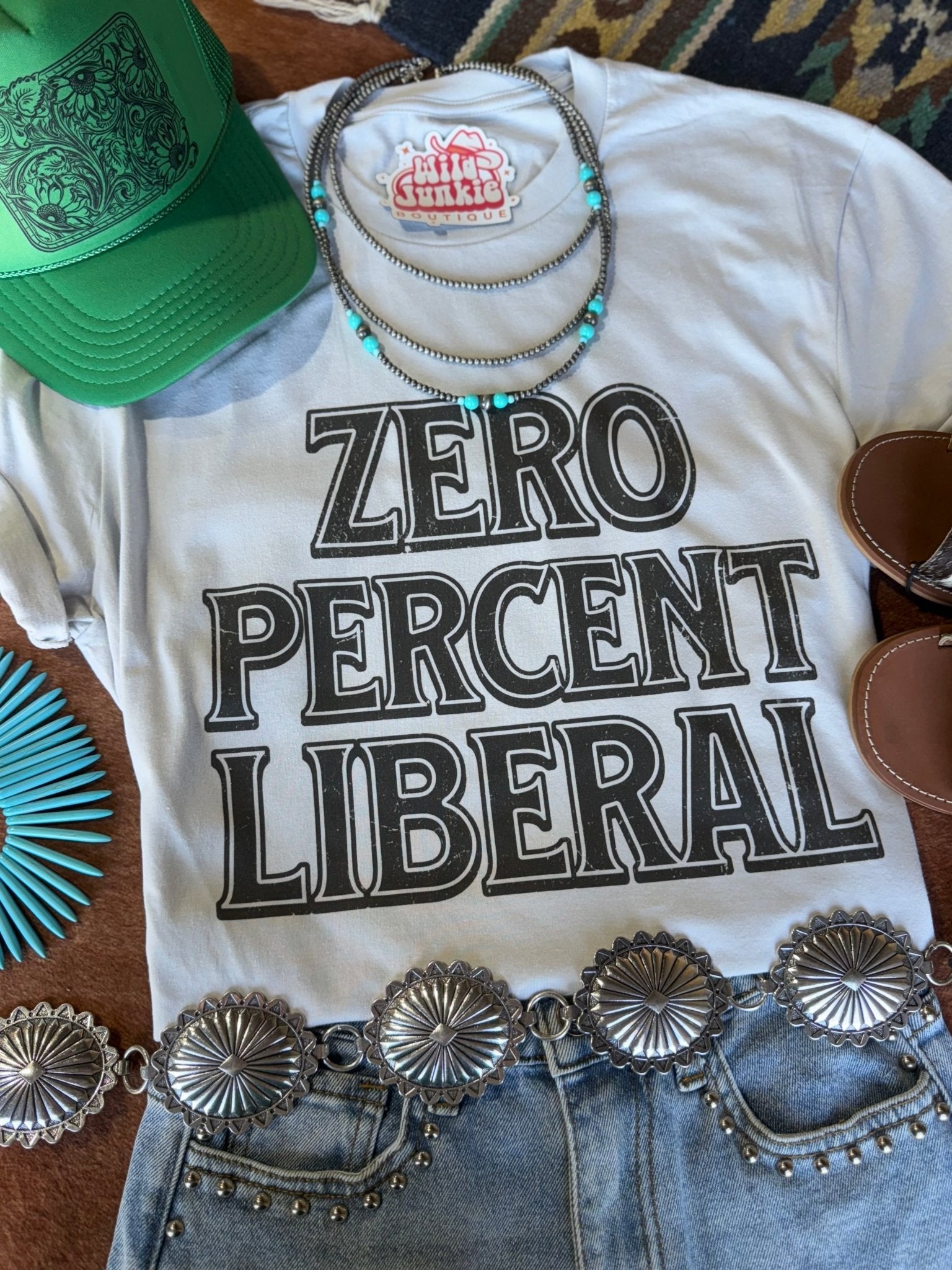 Wild Junkie Zero Percent Liberal Graphic Tee — lifestyle worn / used context