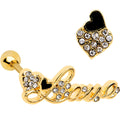 BodyCandy 1/4 Gold Tone Love and Hearts Cartilage Tragus Earring Set — main product shot