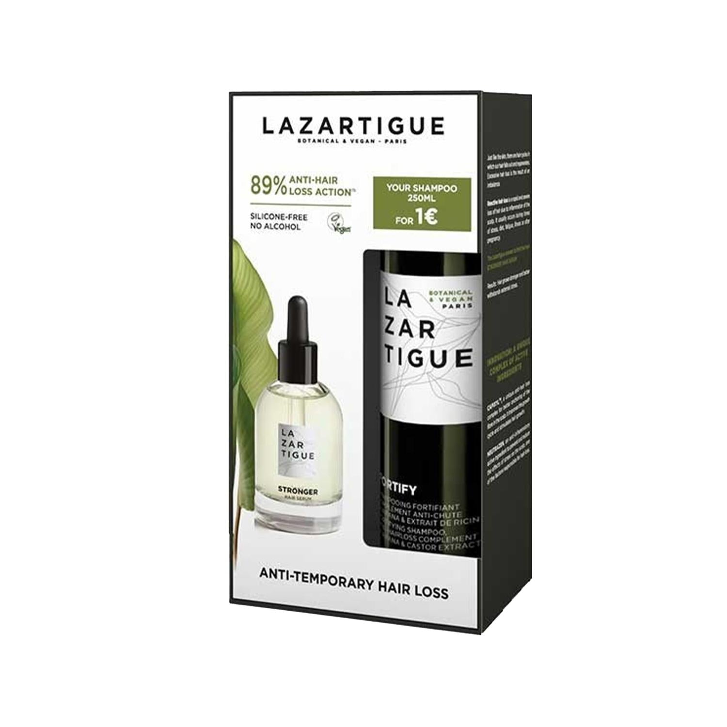 Lazartigue Grow Stronger Hair Care Set: Anti Hair Fall Shampoo & Strengthening Serum for Hair Growth & Thinning Solution