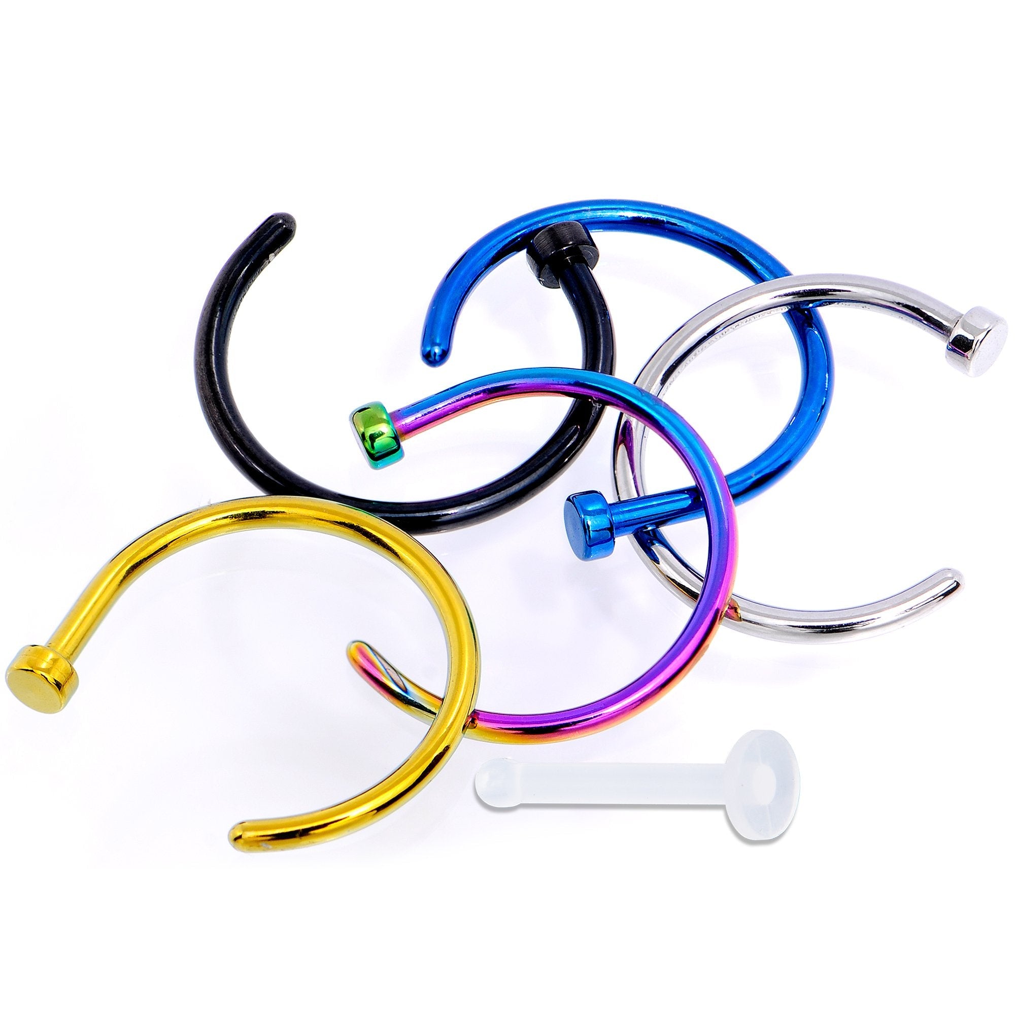 BodyCandy 18G 3/8 Pack Set of 5 Assorted Stainless Steel Nose Hoop Rings — detail and construction