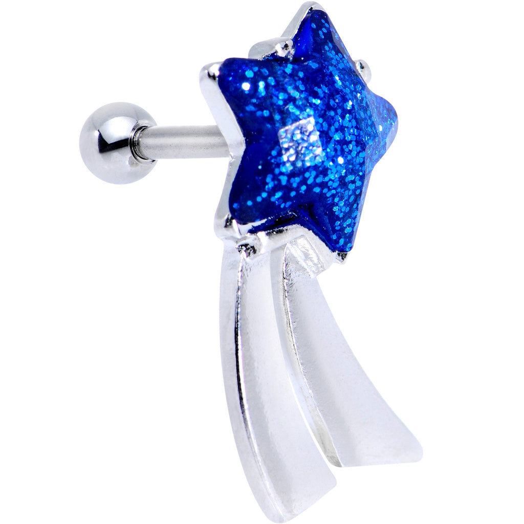 BodyCandy 16G 1/4 Blue Gem Star Comet Tragus Cartilage Earring — main product shot