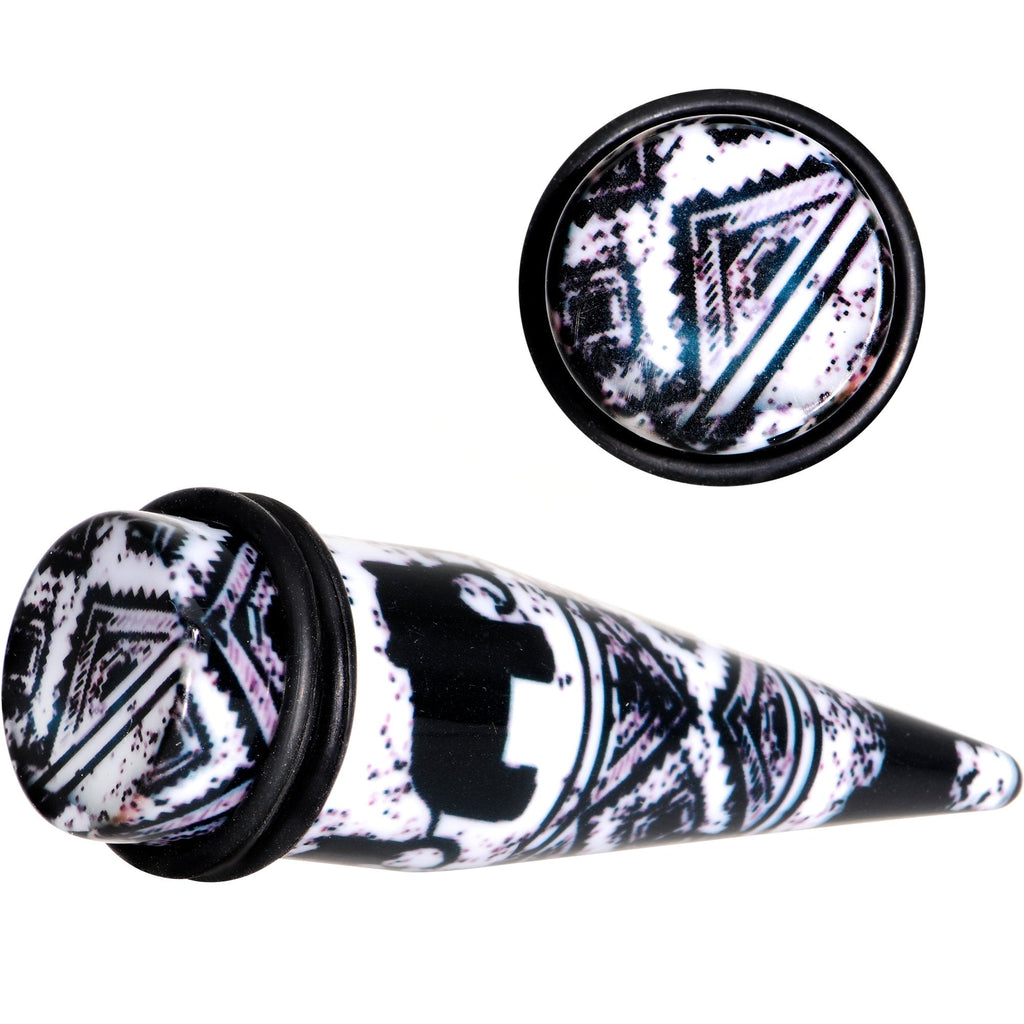 BodyCandy Black Acrylic Southwest Weave Straight Taper Set 3mm to 16mm — fabric or material detail