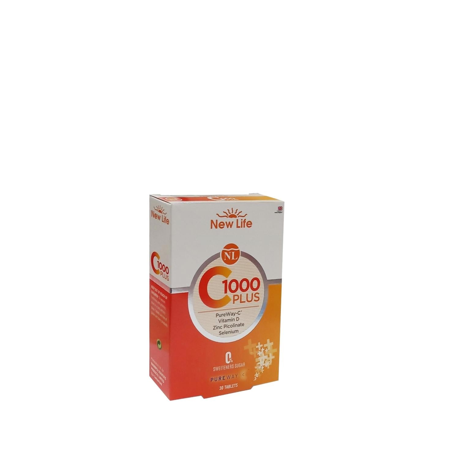 New Life Vitamin C 1000mg Supplement: Boost Your Immune System & Overall Health with Powerful Antioxidant Protection (30 Tablets)