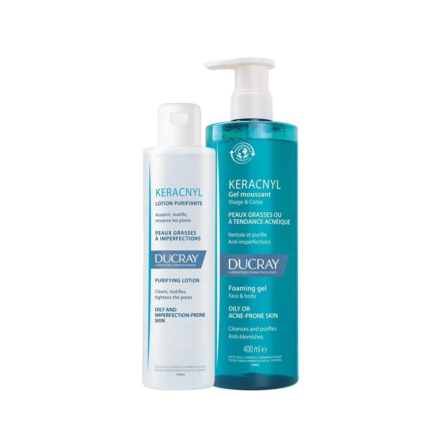 Ducray Keracnyl Gel - Acne Treatment Gel for Oily Skin, Gentle Cleansing, Acne Prone Skin Treatment