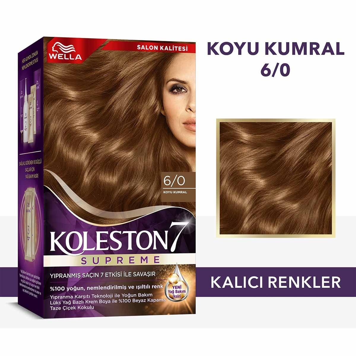 Wella Koleston Supreme: Dark Blonde 6/0 Hair Dye - Intense, Long Lasting Color & Gray Coverage + Conditioning Oil Treatment - At-Home Hair Color Kit