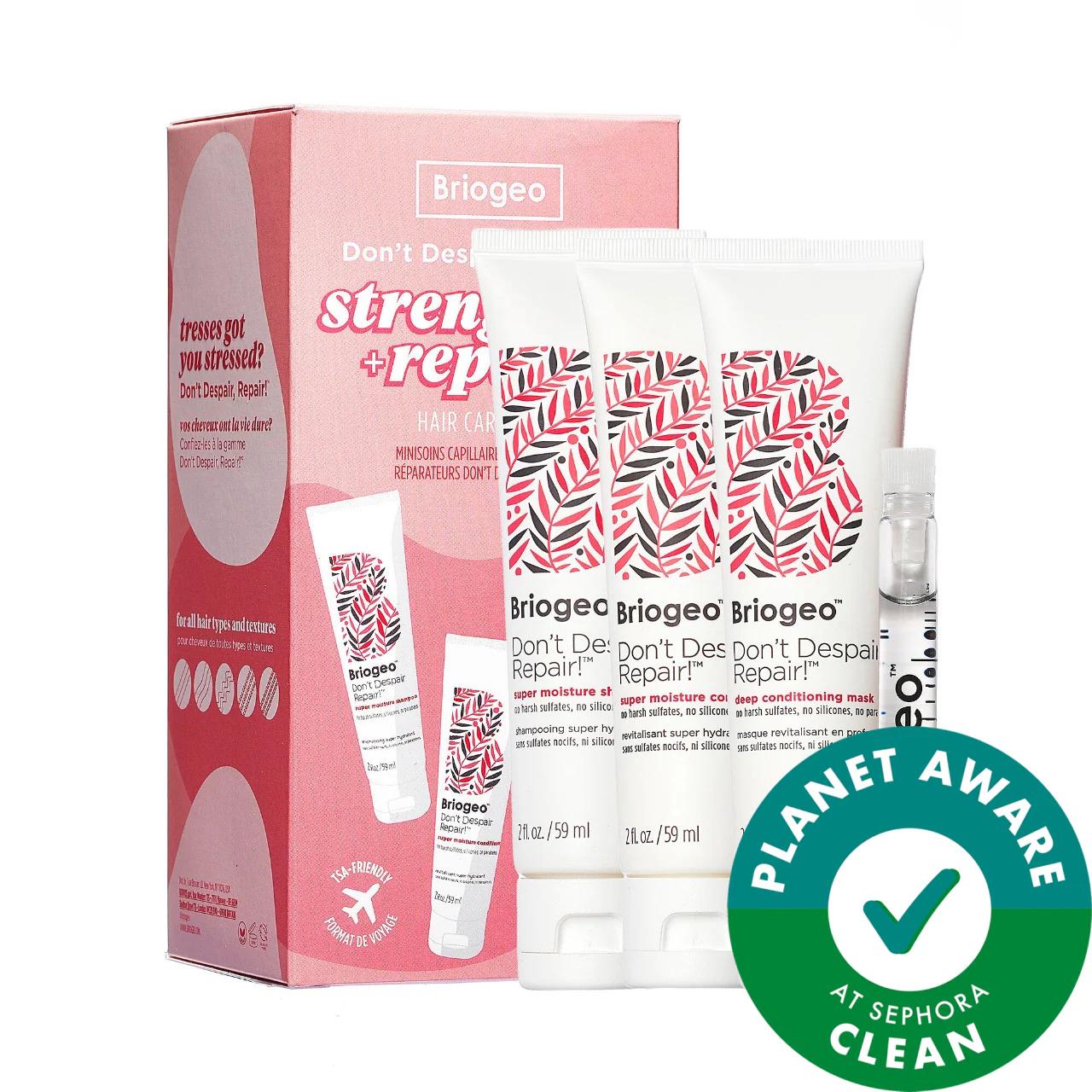 Briogeo Don't Despair, Repair. Strengthen + Repair Travel Kit - Natural Hair Care for Dry, Damaged Hair, Vegan, Gluten-Free, Cruelty-Free
