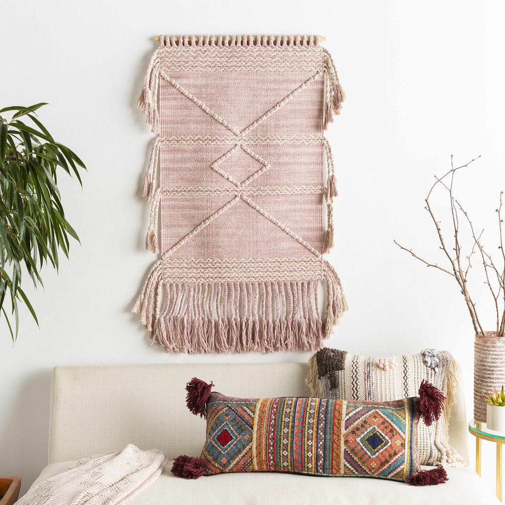 Lenorah Pink&White Textured Throw Pillow - Clearance – Boutique Rugs, view 2
