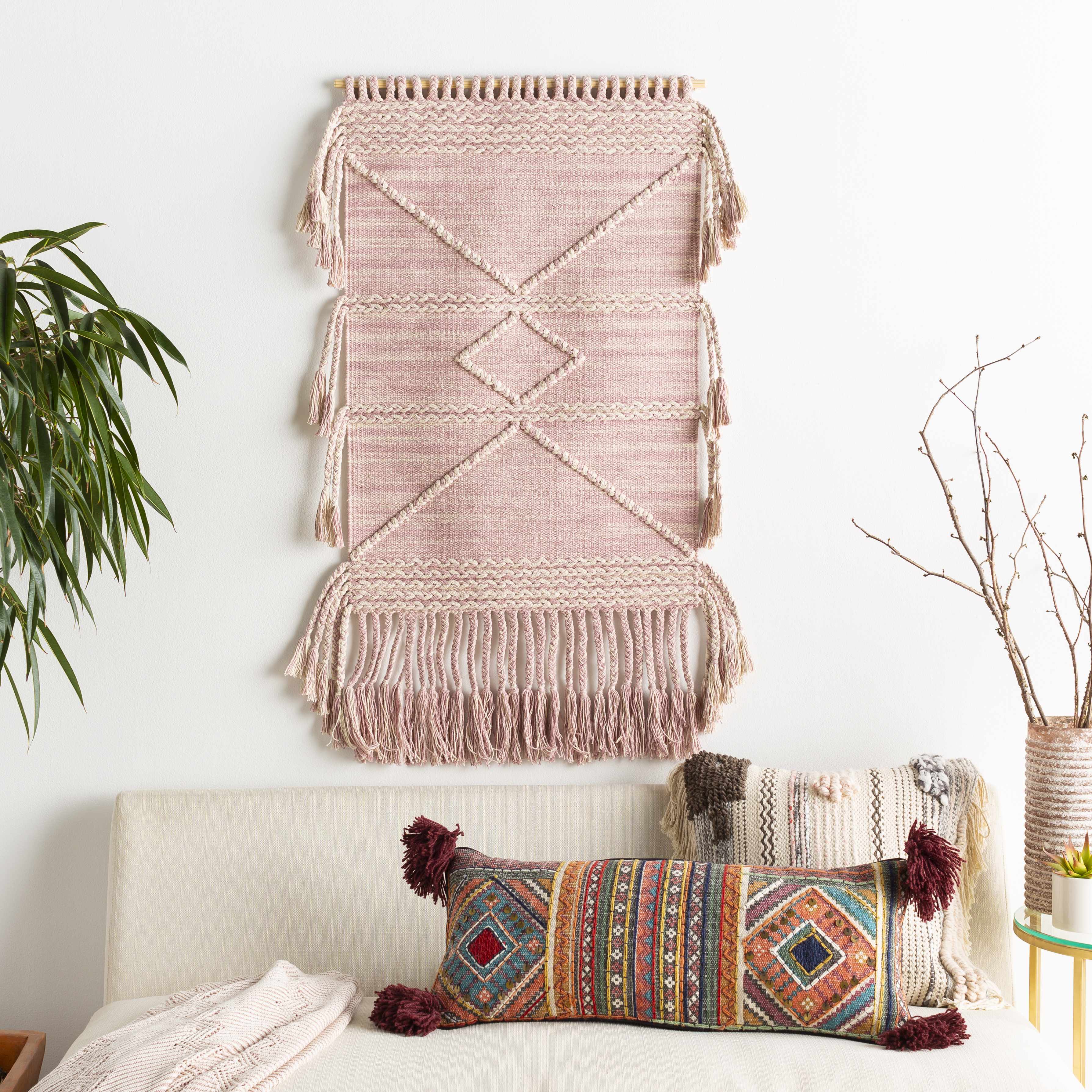 Lenorah Pink&White Textured Throw Pillow - Clearance – Boutique Rugs, view 2