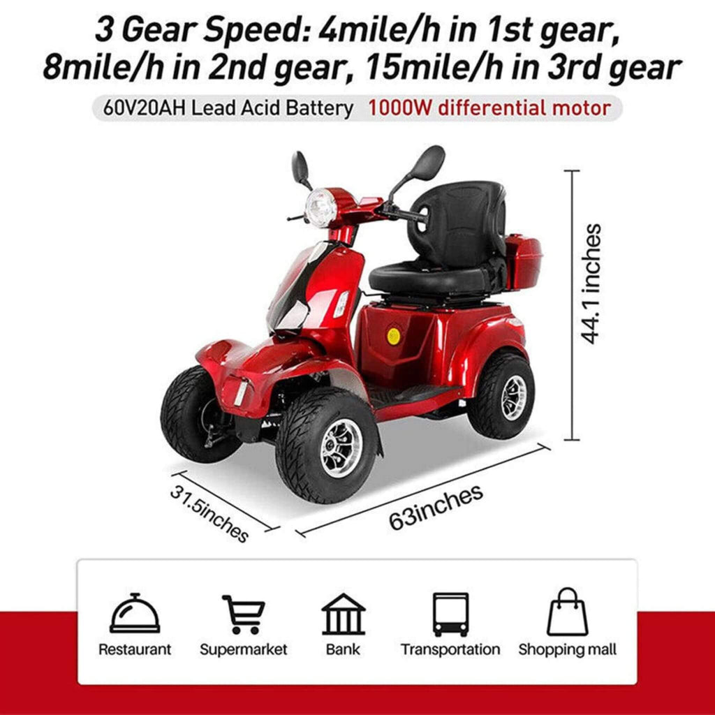 Zvg 4-Wheel 60V/20AH Electric Golf Senior Travel Mobility Scooter For Adults, 440LBS (SAK91582) – SAKSBY WHOLESALE, view 10