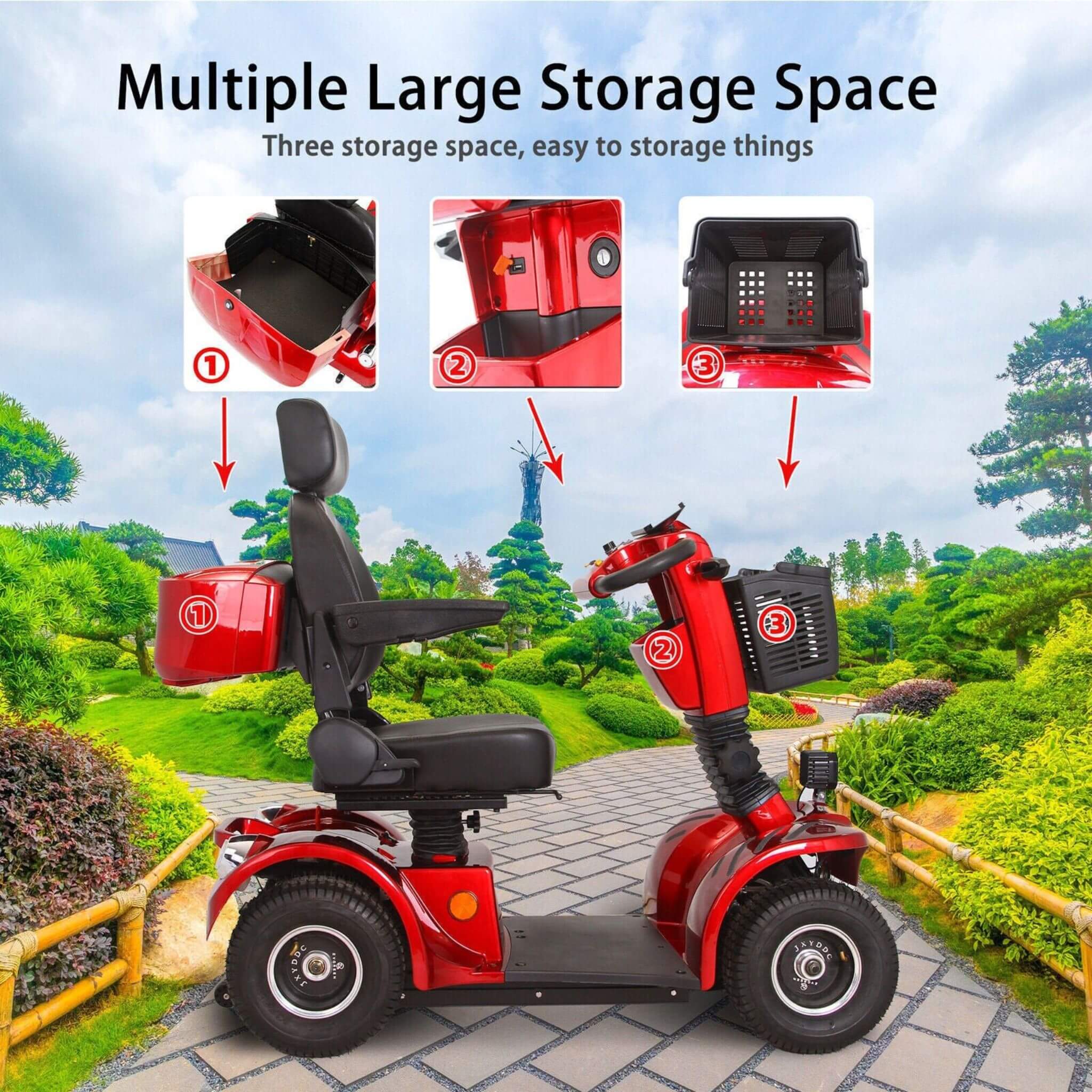 Zvg 4-Wheel Heavy-Duty 500W 48V20AH Electric All-Terrain Mobility Scooter (SAK93647) – SAKSBY WHOLESALE, view 8