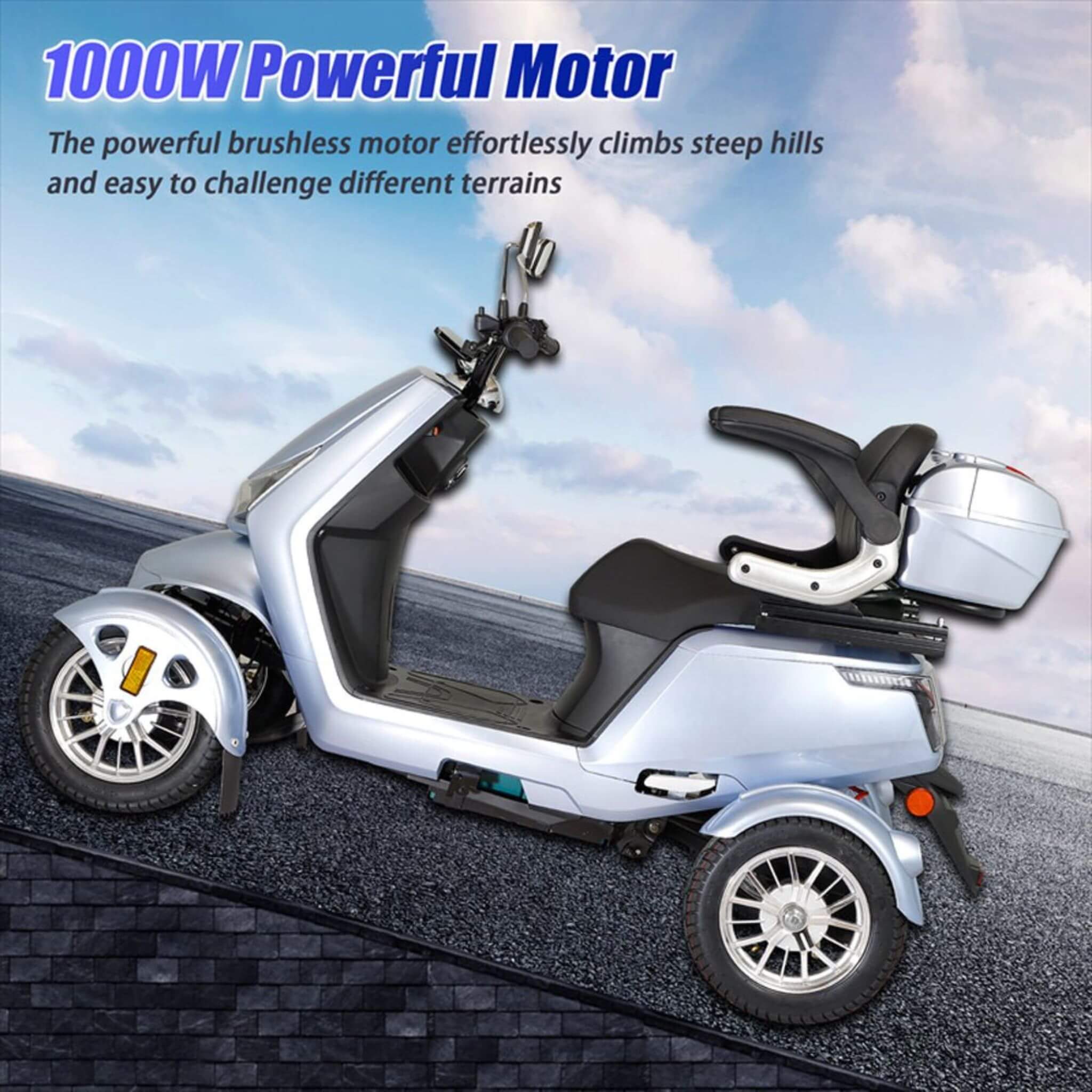Zvg Heavy-Duty 1000W 60V/20AH Four Wheel All-Terrain Travel Mobility Scooter, 440LBS (SAK91645) – SAKSBY WHOLESALE, view 14