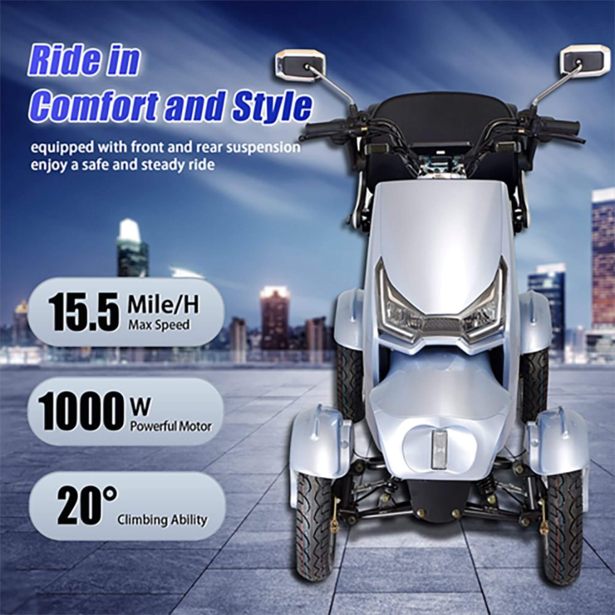 Zvg Heavy-Duty 1000W 60V/20AH 330LBS Four-Wheel All-Terrain Travel Mobility Scooter [SN-4L] (SAK97245) – SAKSBY WHOLESALE, vi