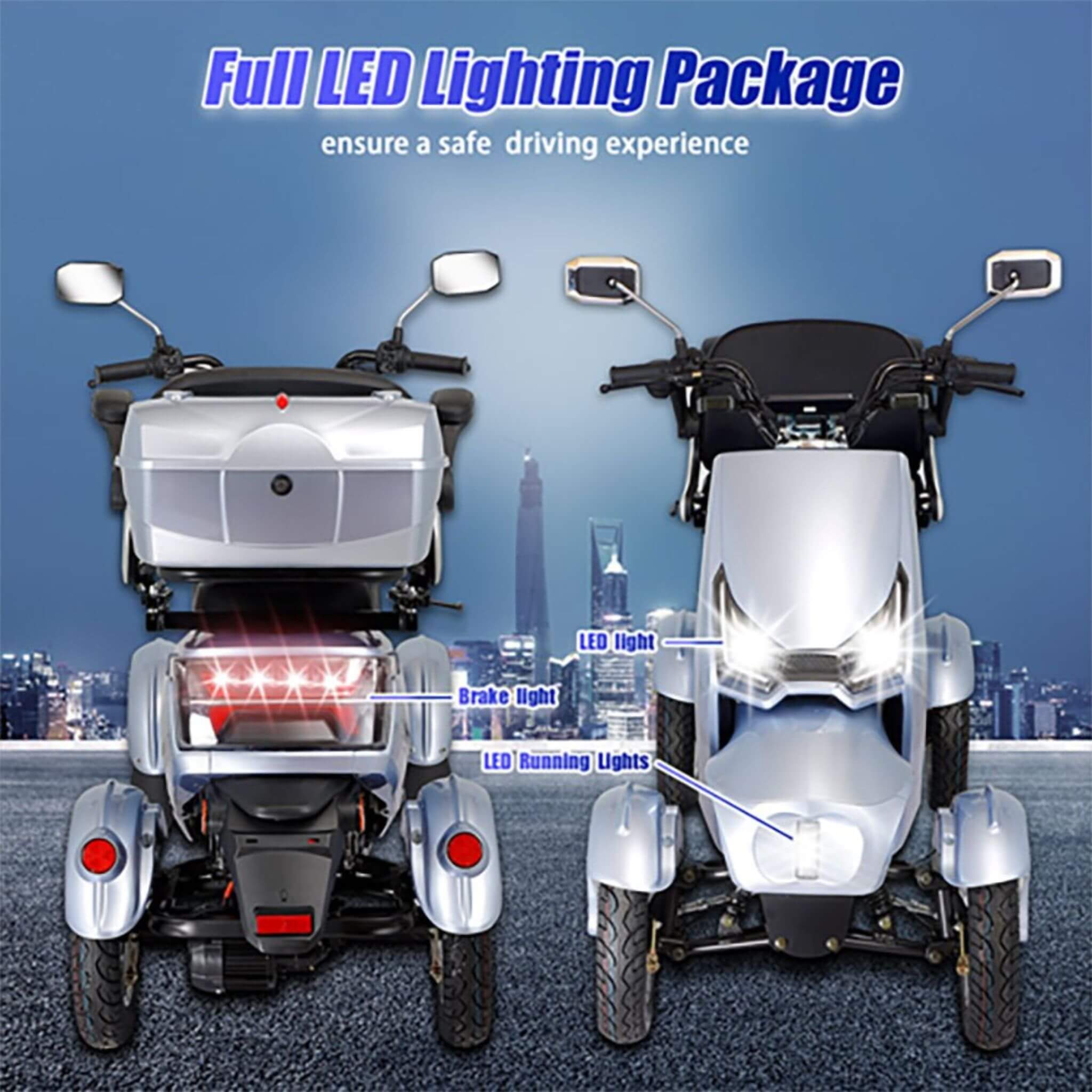 Zvg Heavy-Duty 1000W 60V/20AH 330LBS Four-Wheel All-Terrain Travel Mobility Scooter [SN-4L] (SAK97245) – SAKSBY WHOLESALE, vi