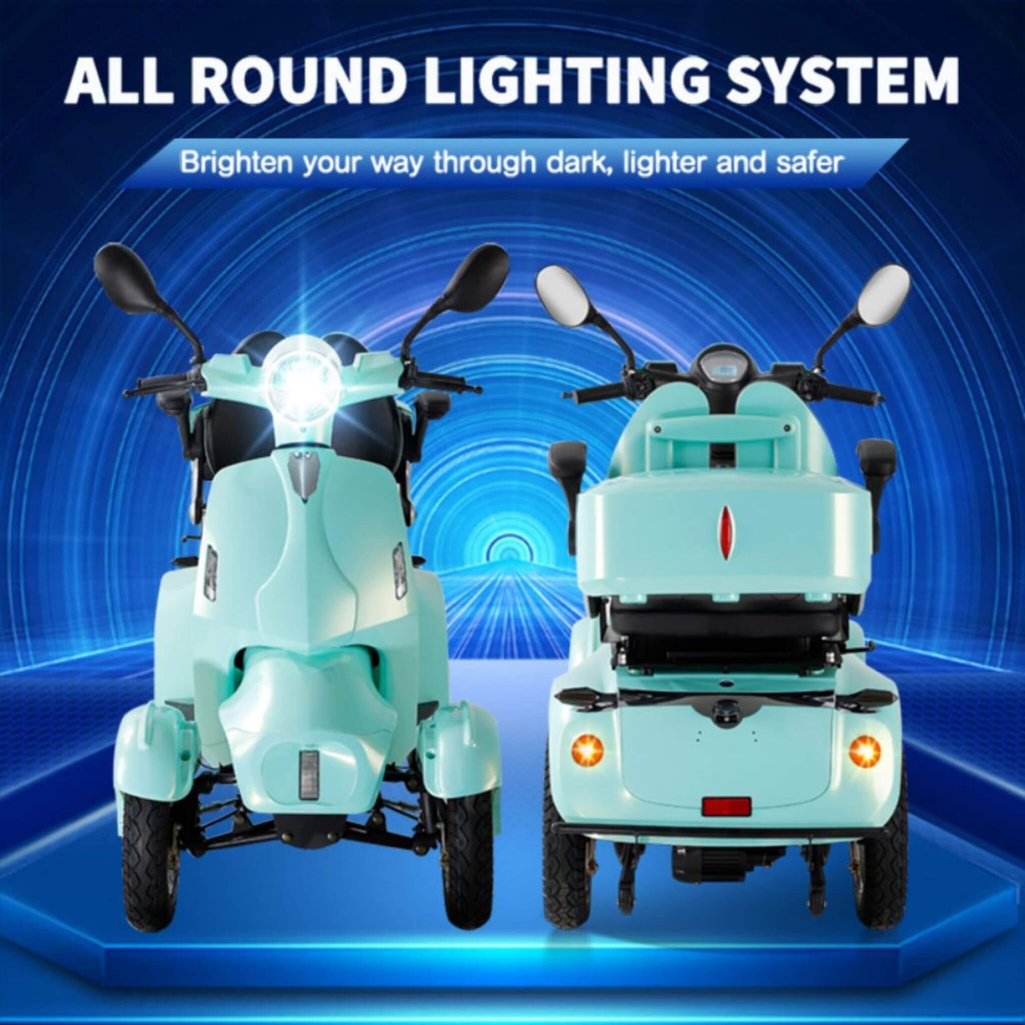 Zvg Heavy-Duty 800W 60V20AH Four Wheel All-Terrain Travel Mobility Scooter For Adults And Seniors, 500LBS (SAK97156) – SAKSBY