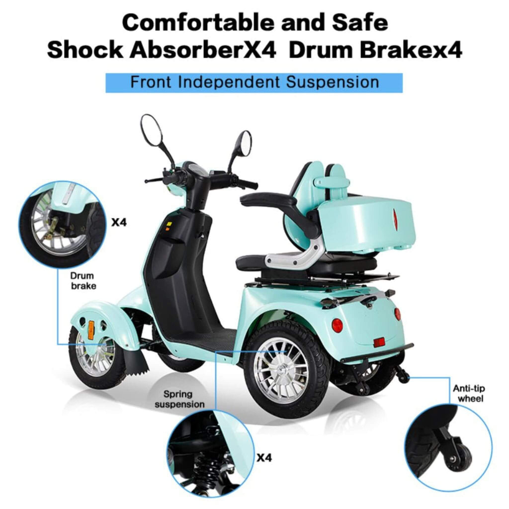 Zvg Heavy-Duty 800W 60V20AH Four Wheel All-Terrain Travel Mobility Scooter For Adults And Seniors, 500LBS (SAK97156) – SAKSBY