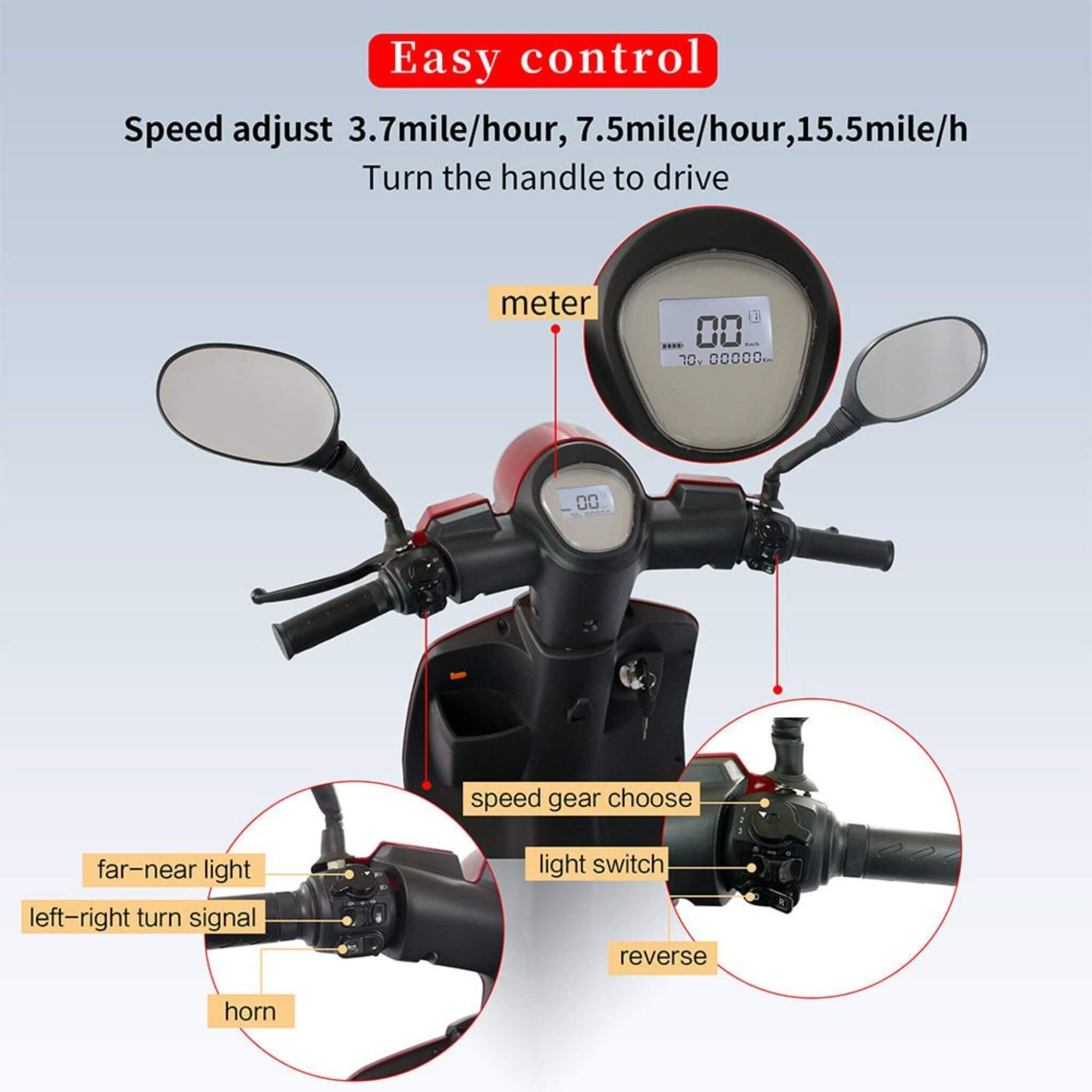Zvg Premium 800W 4-Wheel Electric Motorized Adults Travel Mobility Scooter For Adults (SAK94712) – SAKSBY WHOLESALE, view 7