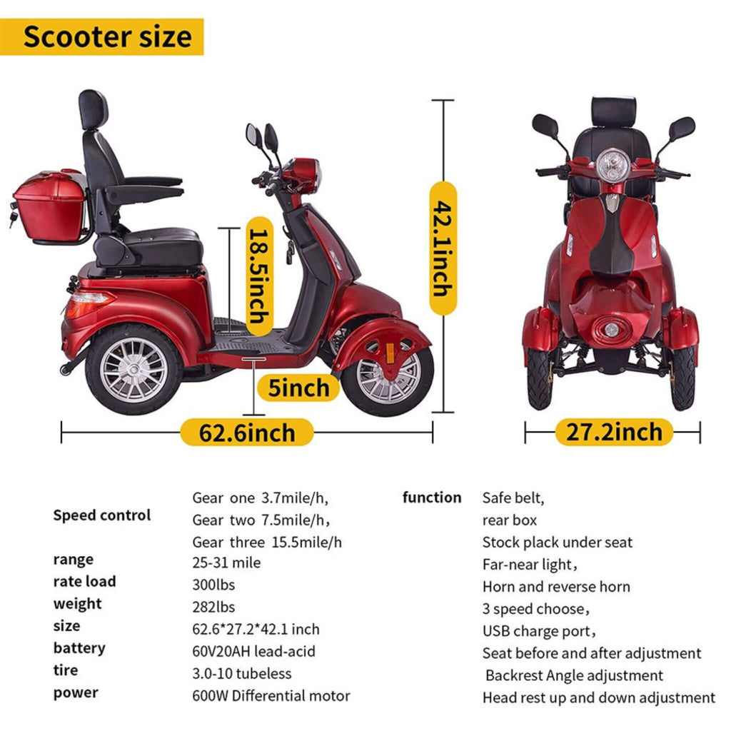 Zvg Premium 800W 4-Wheel Electric Motorized Adults Travel Mobility Scooter For Adults (SAK94712) – SAKSBY WHOLESALE, view 11