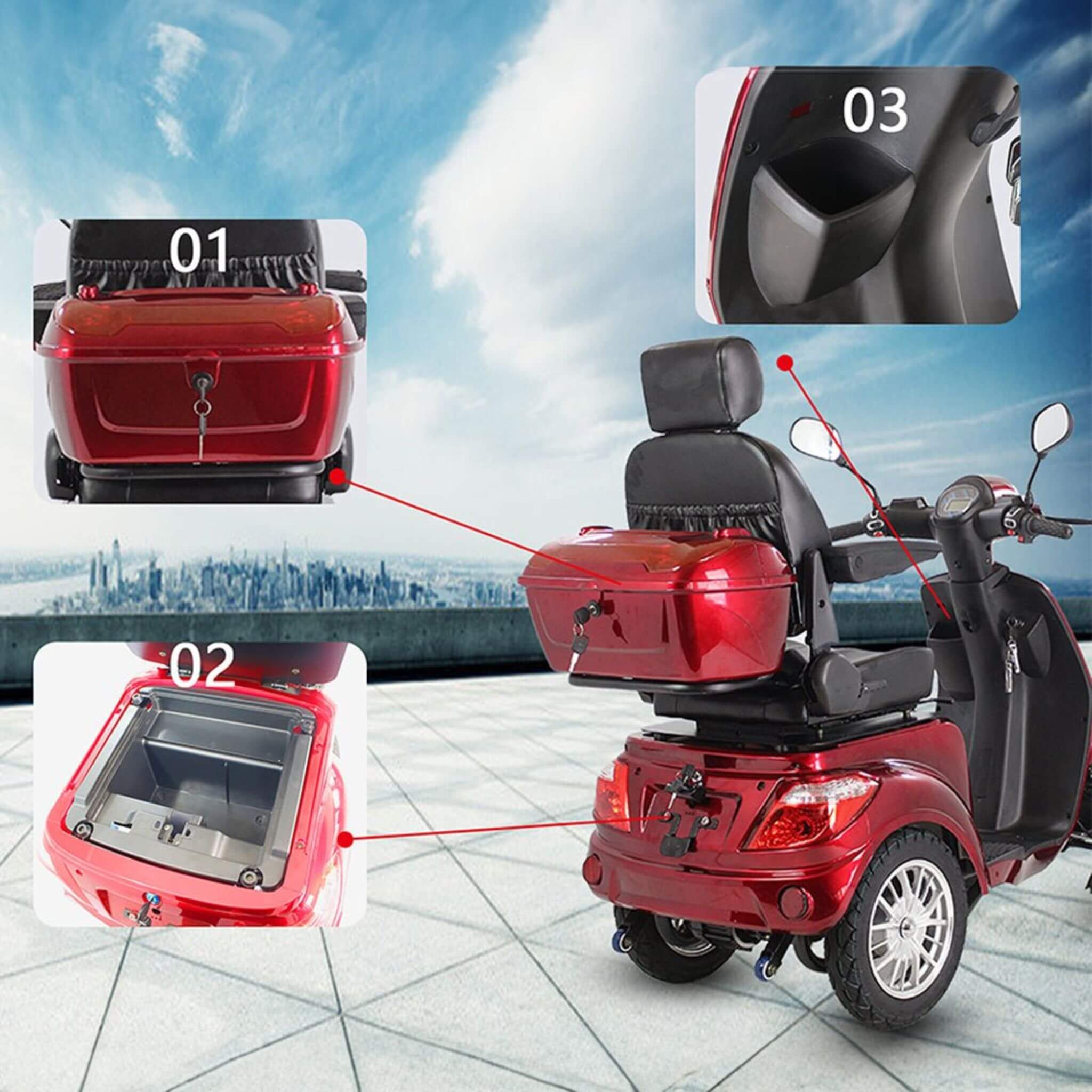Zvg Premium 800W 4-Wheel Electric Motorized Adults Travel Mobility Scooter For Adults (SAK94712) – SAKSBY WHOLESALE, view 5