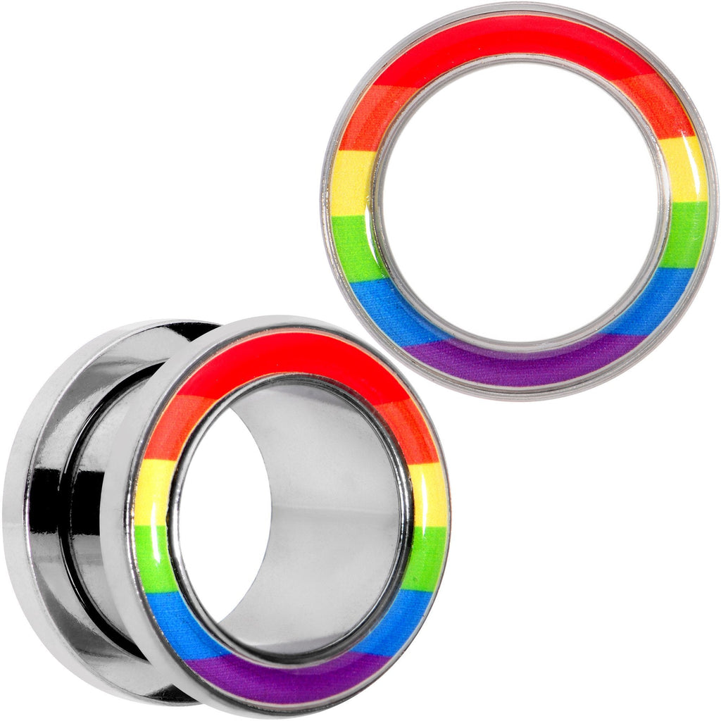 BodyCandy Rainbow Unity Pride Screw Fit Tunnel Plug Set 2G to 1" — alternative angle