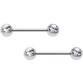 BodyCandy 5/8 Clear Gem Double Front Ball Steel Barbell Nipple Ring Set — main product shot