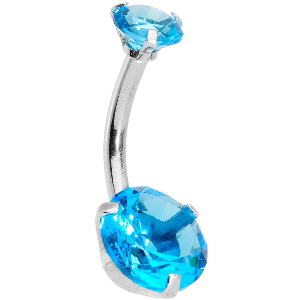 BodyCandy Aqua Gem Swagger Sweep Dangle Belly Ring — detail close-up