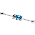 BodyCandy 14G Aqua Gem Majestic Elephant Industrial Barbell 38mm — main product shot