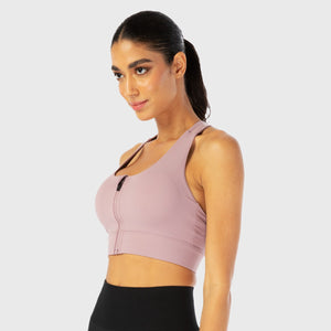 Infinity Zip Up Workout Bra - Elderberry