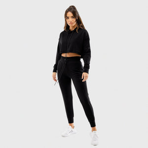 Vibe Crop Hoodie - Black