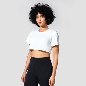 Graphic Wave Eyes Crop Top - Star White