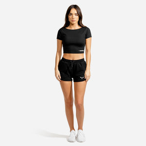She-Wolf Crop Shorts - Black